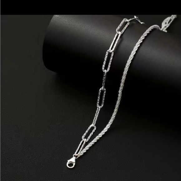 925 Silver and Diamond Double Chain Bracelet - Picture 3 of 4